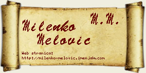 Milenko Melović vizit kartica